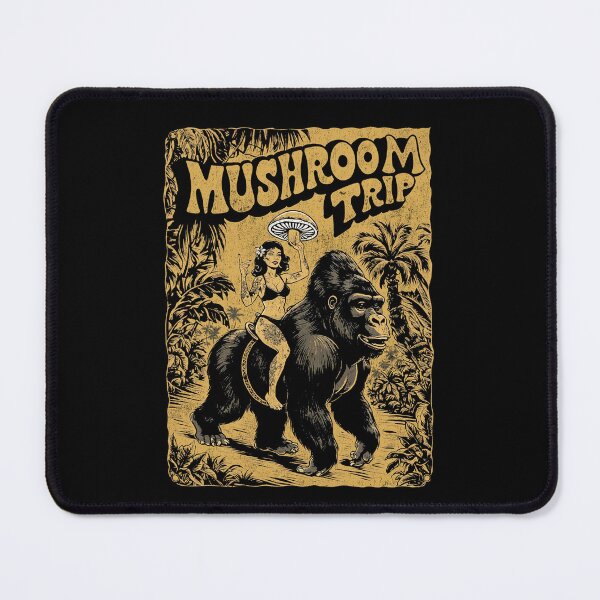 Item preview, Vintage Mushroom Trip Gorilla Psychedelic Tattoo Girl Art designed and sold by Mystikos Art.