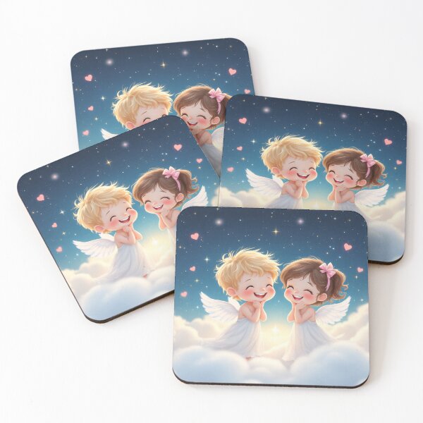 Item preview, Two cherubic angel children sitting on fluffy white clouds. designed and sold by camelsvg.