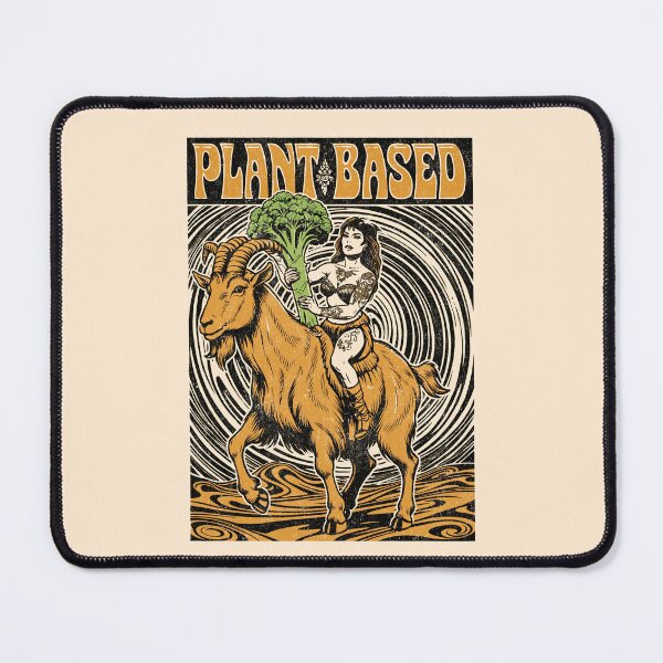 Item preview, Plant Based Vegan Vintage Psychedelic Goat Rider Art designed and sold by Mystikos Art.