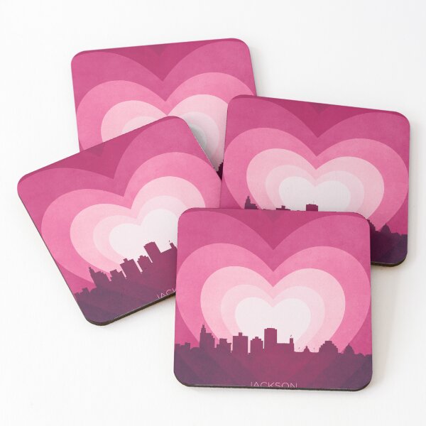 Item preview, Jackson Mississippi Skyline Hearts Pink designed and sold by ArtPrints.