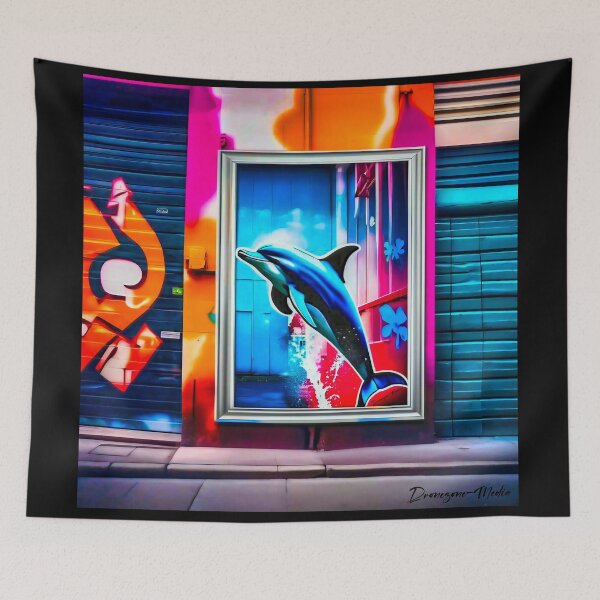 Item preview, Urban graffiti street art Dolphin designed and sold by Drone-tees.