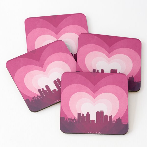 Item preview, Dayton Ohio Skyline Hearts Pink designed and sold by ArtPrints.