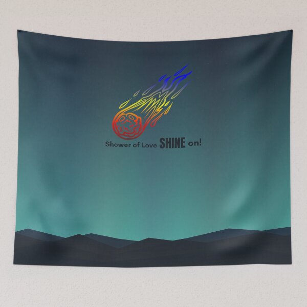 Item preview, Shower of Love Shine On, Polyamory pride flag graphic, Night sky with Meteor Graphic, Shooting Stars, Meteorite, Atmosphere, Astronomy Lovers, designed and sold by PrideBeProud.