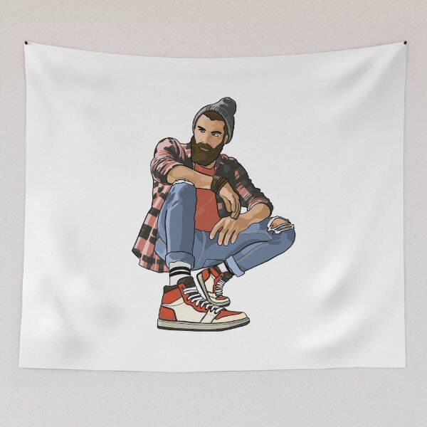 Item preview, Hipster man with torn jeans and high top sneakers designed and sold by Sneakerlike.