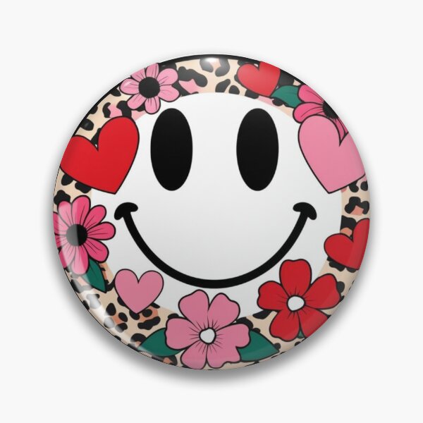 Artikelvorschau, Valentinstag-Lächeln-Emoji mit Herzen und Blumen. entworfen und verkauft von Shoot-The-Moon.
