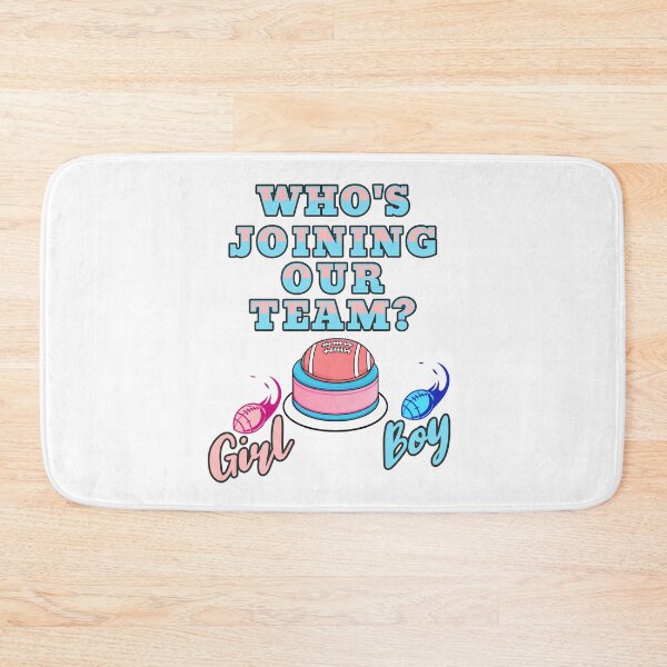 Artikelvorschau, Wer kommt in unser Team? Junge oder Mädchen! Geschlecht bekanntgeben entworfen und verkauft von PrintSparkDesigns.