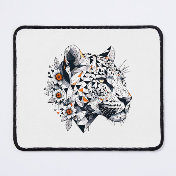 Item preview, Geometric Tiger Floral Modern Wildlife Art Design designed and sold by Furr-n-Purr.