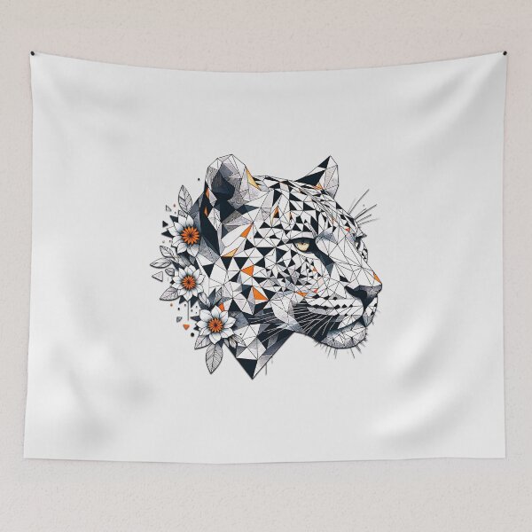 Item preview, Geometric Tiger Floral Modern Wildlife Art Design designed and sold by Furr-n-Purr.
