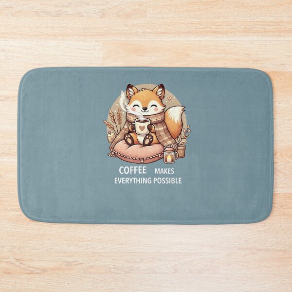 Item preview, Cute Fox with Coffee - ‘Coffee Makes Everything Possible’ Design” designed and sold by CreationbyNiki.