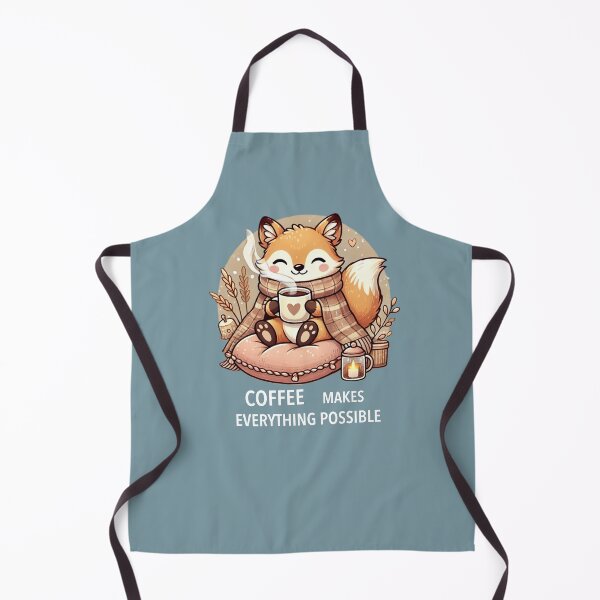 Item preview, Cute Fox with Coffee - ‘Coffee Makes Everything Possible’ Design” designed and sold by CreationbyNiki.