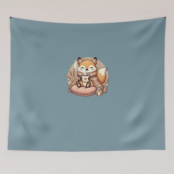 Item preview, Cute Fox with Coffee - ‘Coffee Makes Everything Possible’ Design” designed and sold by CreationbyNiki.