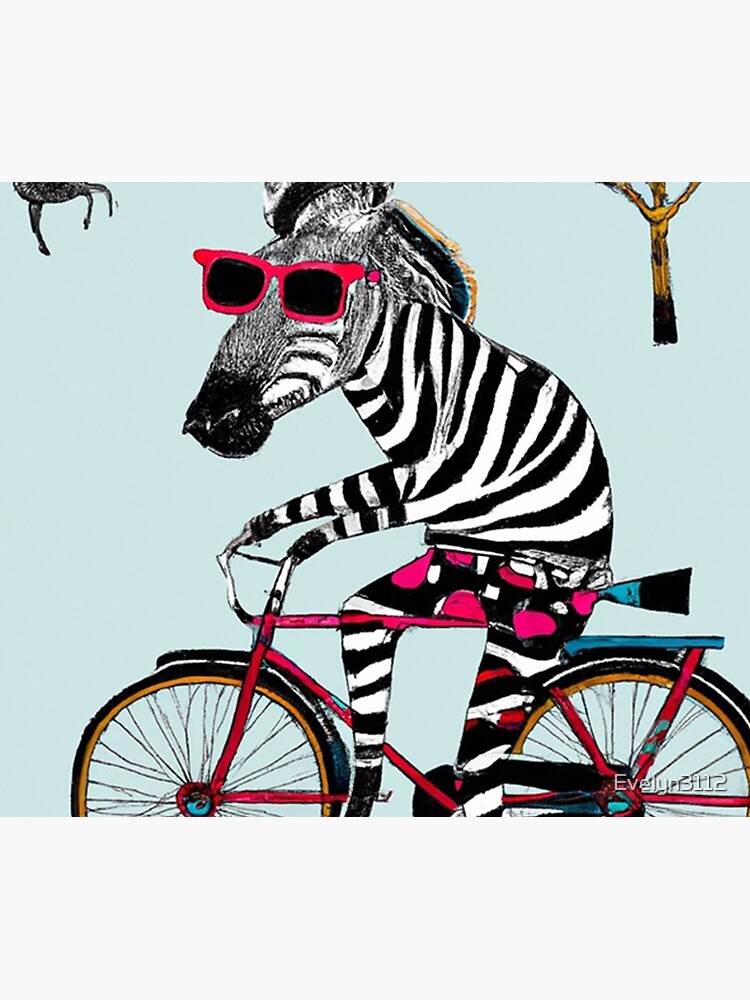 Thumbnail 5 von 5, Mauspad, Zebra auf dem Fahrrad - Zebra riding a Bike designt und verkauft von Evelyn3112.