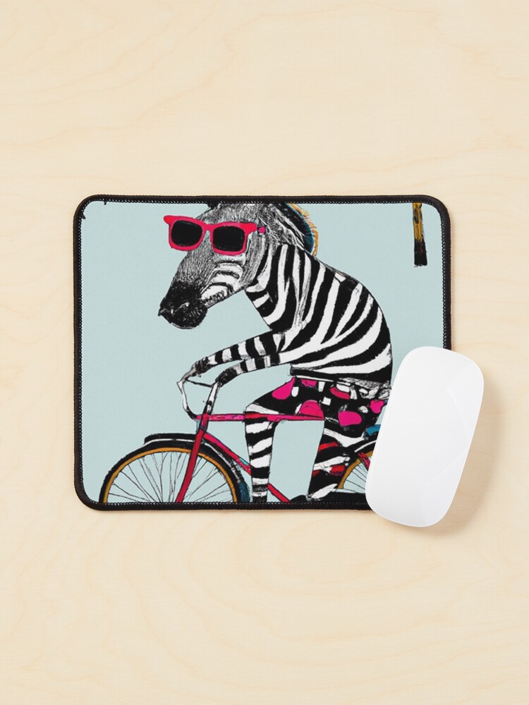 Thumbnail 1 von 5, Mauspad, Zebra auf dem Fahrrad - Zebra riding a Bike designt und verkauft von Evelyn3112.