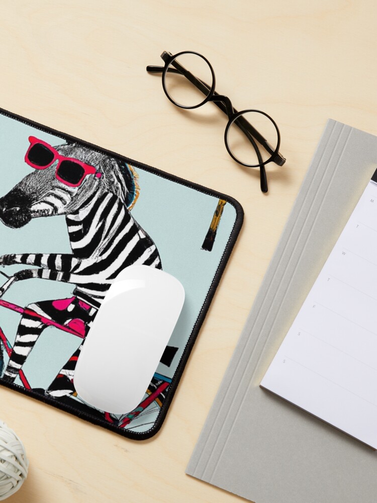 Thumbnail 3 von 5, Mauspad, Zebra auf dem Fahrrad - Zebra riding a Bike designt und verkauft von Evelyn3112.