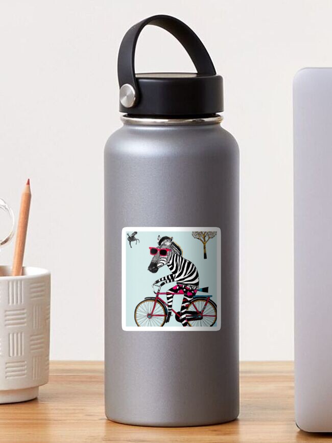 Thumbnail 1 von 3, Sticker, Zebra auf dem Fahrrad - Zebra riding a Bike designt und verkauft von Evelyn3112.