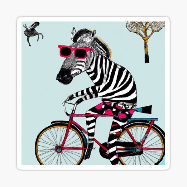 Zebra auf dem Fahrrad - Zebra riding a Bike Sticker