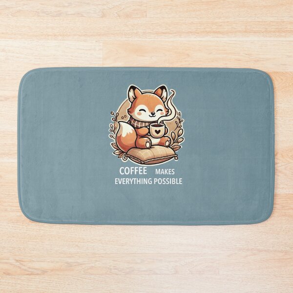 Item preview, Cute Fox with Coffee - ‘Coffee Makes Everything Possible’ Design” designed and sold by CreationbyNiki.