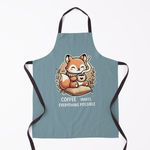 Item preview, Cute Fox with Coffee - ‘Coffee Makes Everything Possible’ Design” designed and sold by CreationbyNiki.