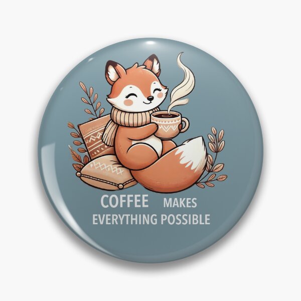 Item preview, Cute Fox with Coffee - ‘Coffee Makes Everything Possible’ Design” designed and sold by CreationbyNiki.