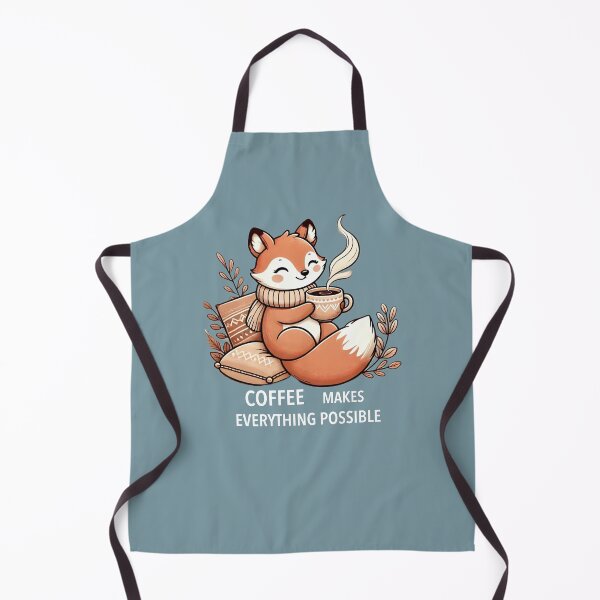 Item preview, Cute Fox with Coffee - ‘Coffee Makes Everything Possible’ Design” designed and sold by CreationbyNiki.
