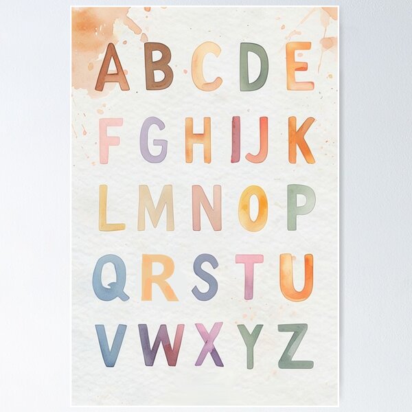 Item preview, ABC, Alphabet Watercolor Print designed and sold by retroactivist.
