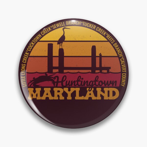 Item preview, Huntingtown Maryland Sunset Retro Local Pride Logo designed and sold by CRHPOD20.