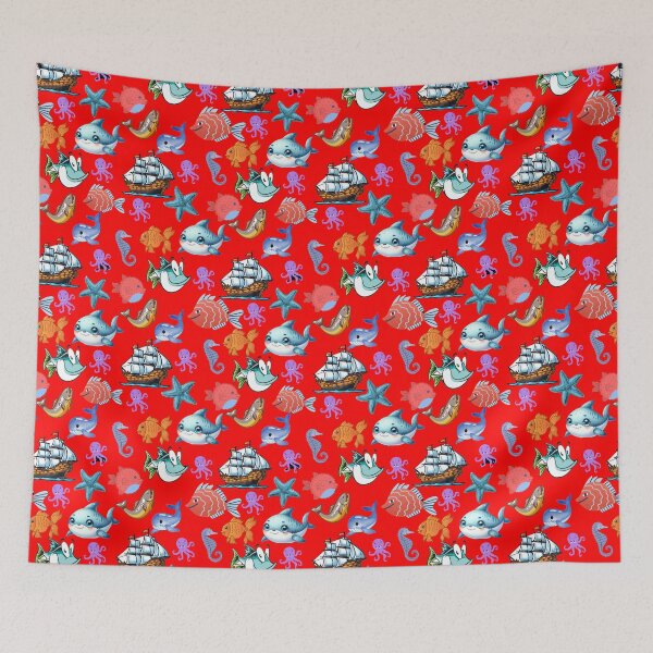Item preview, Deep Sea Dreams: A vibrant pattern showcasing a diverse array of colorful fish swimming through a vibrant underwater world. designed and sold by Grang Art Artistic Designs.