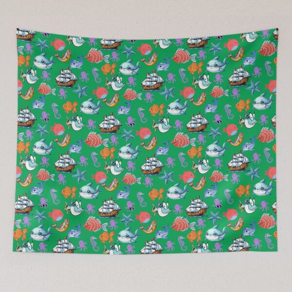 Item preview, School of Fish: A vibrant pattern showcasing a diverse array of colorful fish swimming through a vibrant underwater world. designed and sold by Grang Art Artistic Designs.