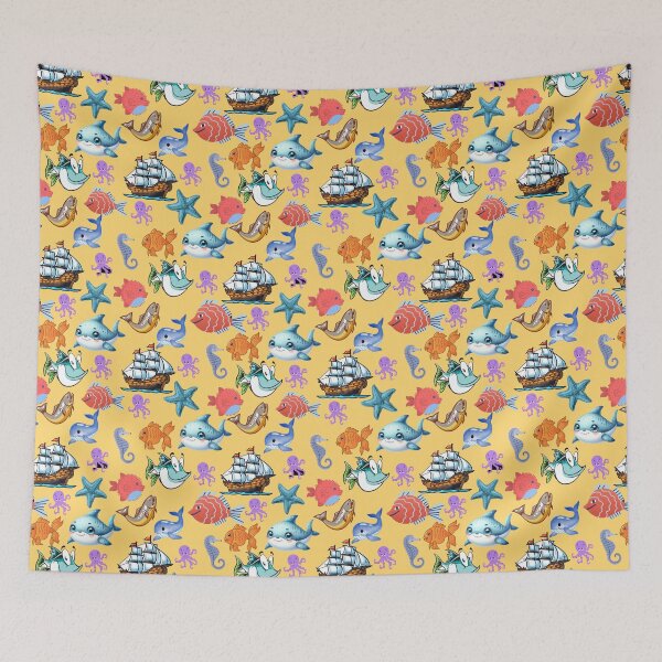Item preview, Underwater Utopia: A vibrant pattern showcasing a diverse array of colorful fish swimming through a vibrant underwater world. designed and sold by Grang Art Artistic Designs.