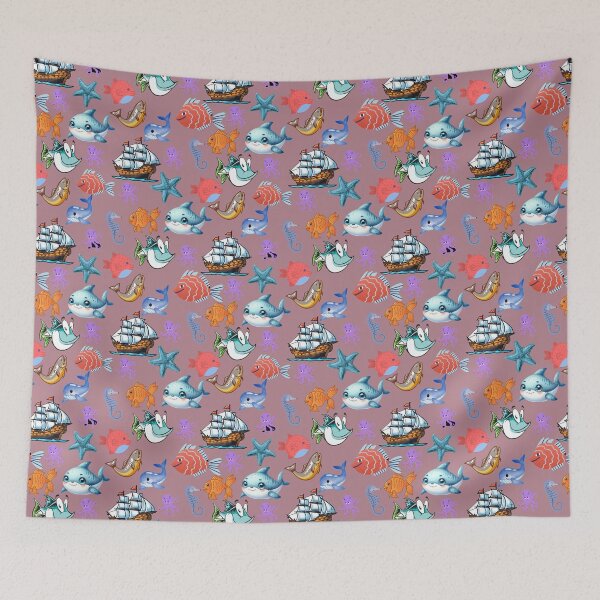 Item preview, Spectacular Ocean Odyssey: A vibrant pattern showcasing a diverse array of colorful fish swimming through a vibrant underwater world. designed and sold by Grang Art Artistic Designs.