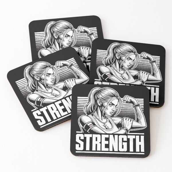 Item preview, Strength strong woman tenses arm on gift designed and sold by Pineapple-Tree.