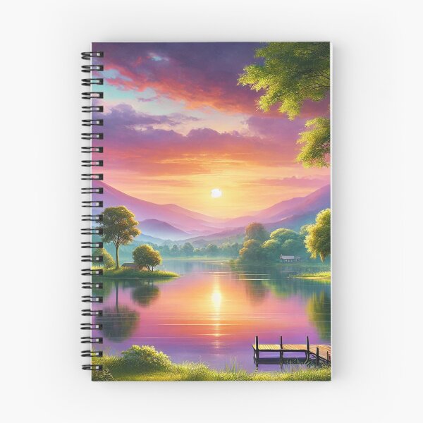 Item preview, Serene Sunset Lake with Wooden Dock and Lush Greenery designed and sold by Zeeshankhan1345.