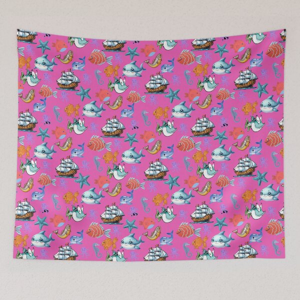 Item preview, Coral Reef Kaleidoscope: A vibrant pattern showcasing a diverse array of colorful fish swimming through a vibrant underwater world. designed and sold by Grang Art Artistic Designs.