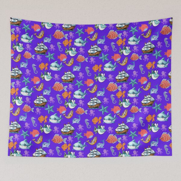 Item preview, Deep Sea Dwellers: A vibrant pattern showcasing a diverse array of colorful fish swimming through a vibrant underwater world. designed and sold by Grang Art Artistic Designs.