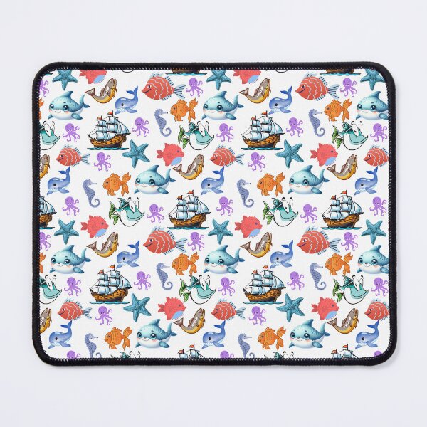 Item preview, Marine Odyssey: A vibrant pattern showcasing a diverse array of colorful fish swimming through a vibrant underwater world. designed and sold by Grang Art Artistic Designs.