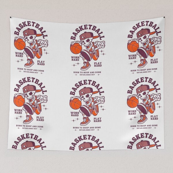 Item preview, Basketball Born To Hoop and Dunk, Work Hard, Play Hard, Funny Skeleton designed and sold by Matt_Smith.