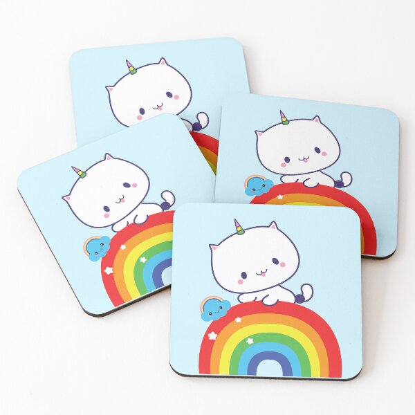 Item preview, Kawaii Cute Adorable Cat with Magical Rainbow  designed and sold by prettytoon.