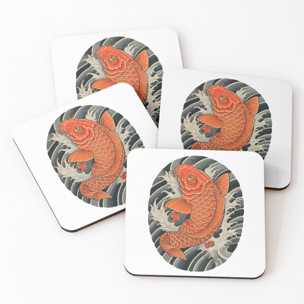 Item preview, Orange Koi Fish - Japanese Design with Waves designed and sold by Tattee.