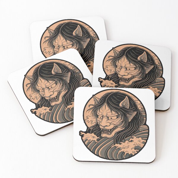 Item preview, Hannya Mask - Japanese Design with Waves designed and sold by Tattee.
