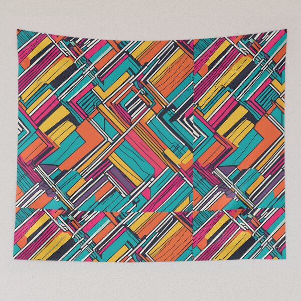 Item preview, Seamless Abstract Colorful Line Art Pattern v2 designed and sold by Traloch O'Laoi.
