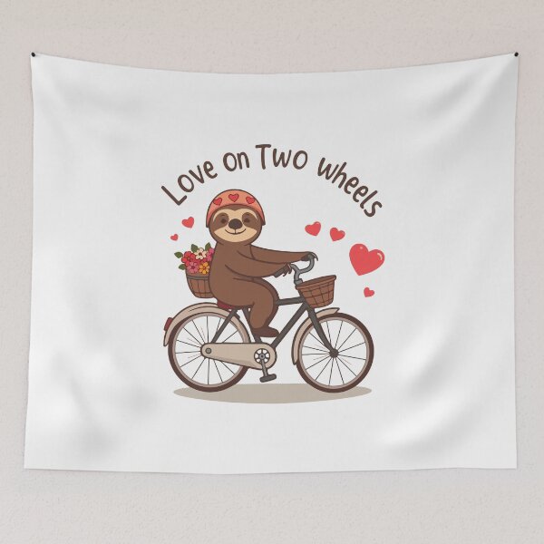 Item preview, Charming Sloth on Vintage Bike with Heart Basket designed and sold by mergmart.