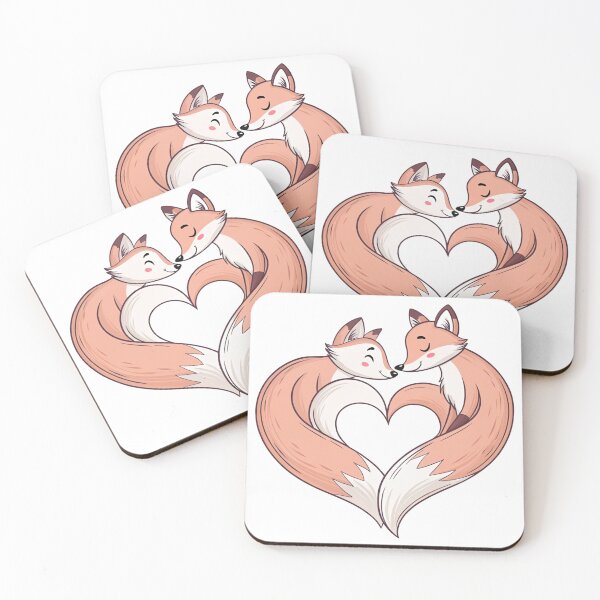 Item preview, Heart-Shaped Foxes Pair - Minimalist Animal Love Illustration designed and sold by digitalscrabble.