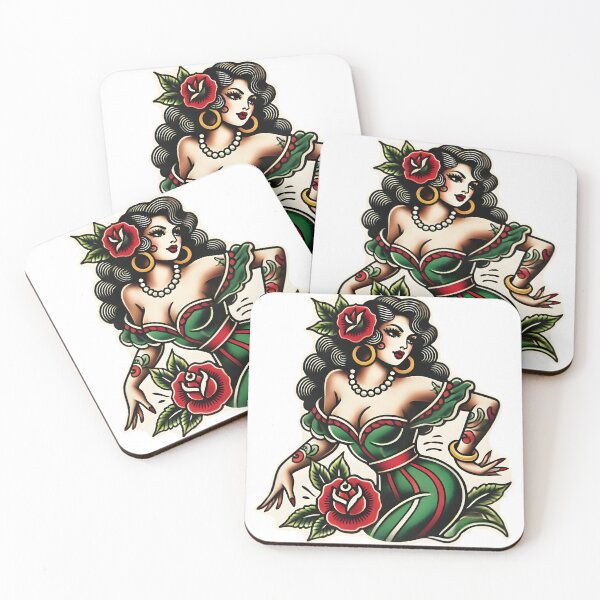 Item preview, Italian Pin-up Drawing with Rose - Vintage Design designed and sold by Tattee.