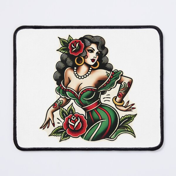 Item preview, Italian Pin-up Drawing with Rose - Vintage Design designed and sold by Tattee.