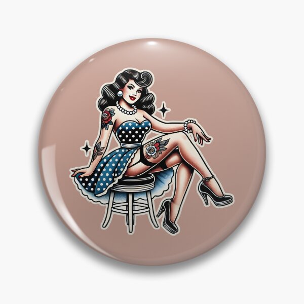 Item preview, Italian Pin-up Drawing with Rose and Fan - Vintage Style designed and sold by Tattee.