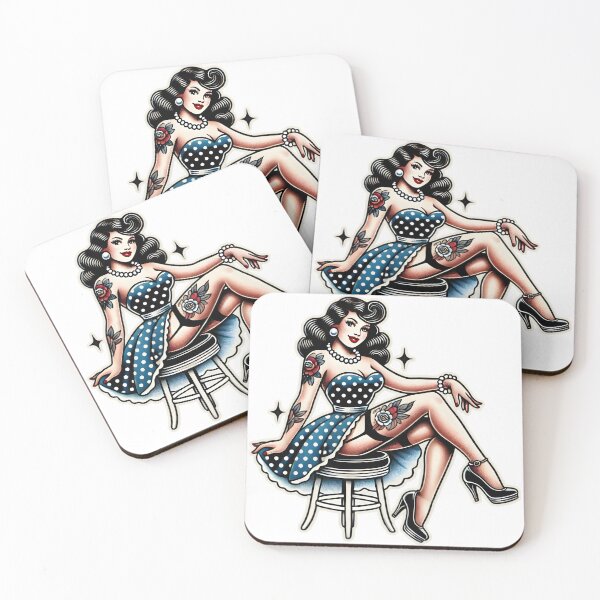 Item preview, Italian Pin-up Drawing with Rose and Fan - Vintage Style designed and sold by Tattee.