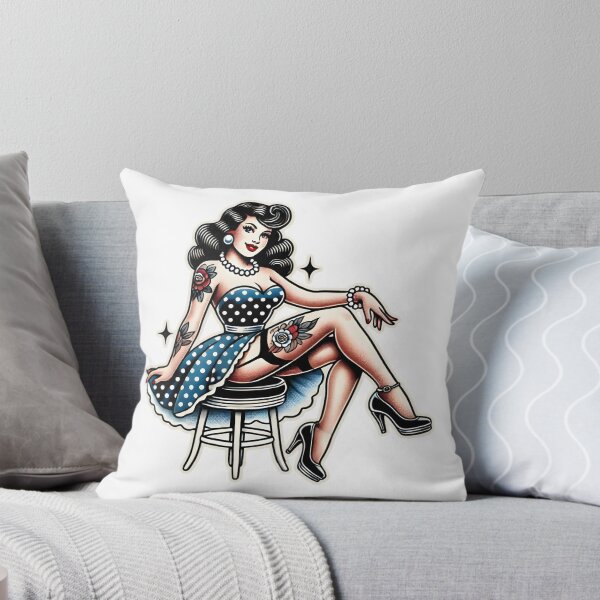 Item preview, Italian Pin-up Drawing with Rose and Fan - Vintage Style designed and sold by Tattee.
