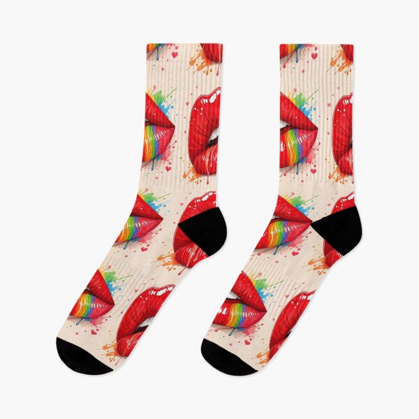 Item preview, Red lips with rainbow! designed and sold by AhArtMe.