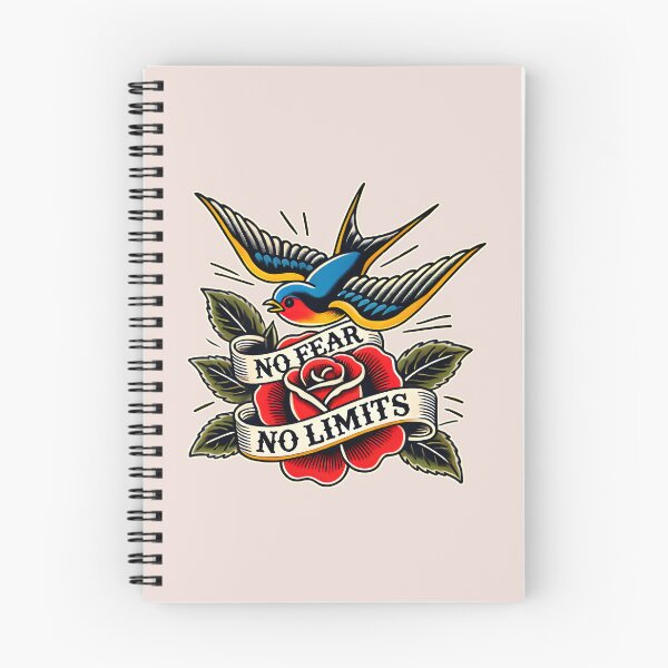 Item preview, Swallow and Rose Drawing - "No Fear No Limits" - Old School Style designed and sold by Tattee.