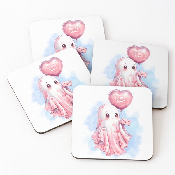 Item preview, Be My Boo - Adorable Flower-Sheeted Ghost Valentine’s Day Card designed and sold by NiobesSkein.